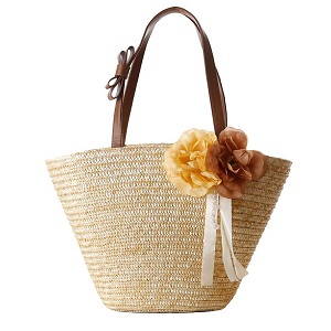 bolso de paja con flores 