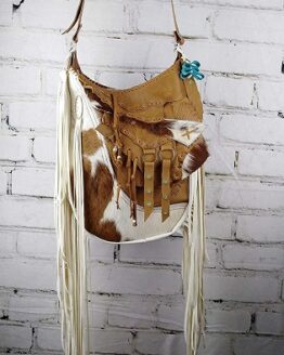 bolso de cuero blanco con flecos western comprar online