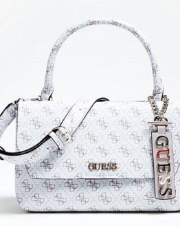 comprar bolso de mano guess blanco logo estampado barato